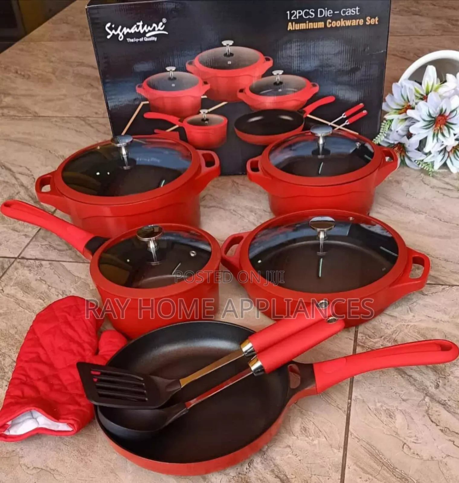 Red Signature Die Cast Nonstick Cookware Set 11pcs