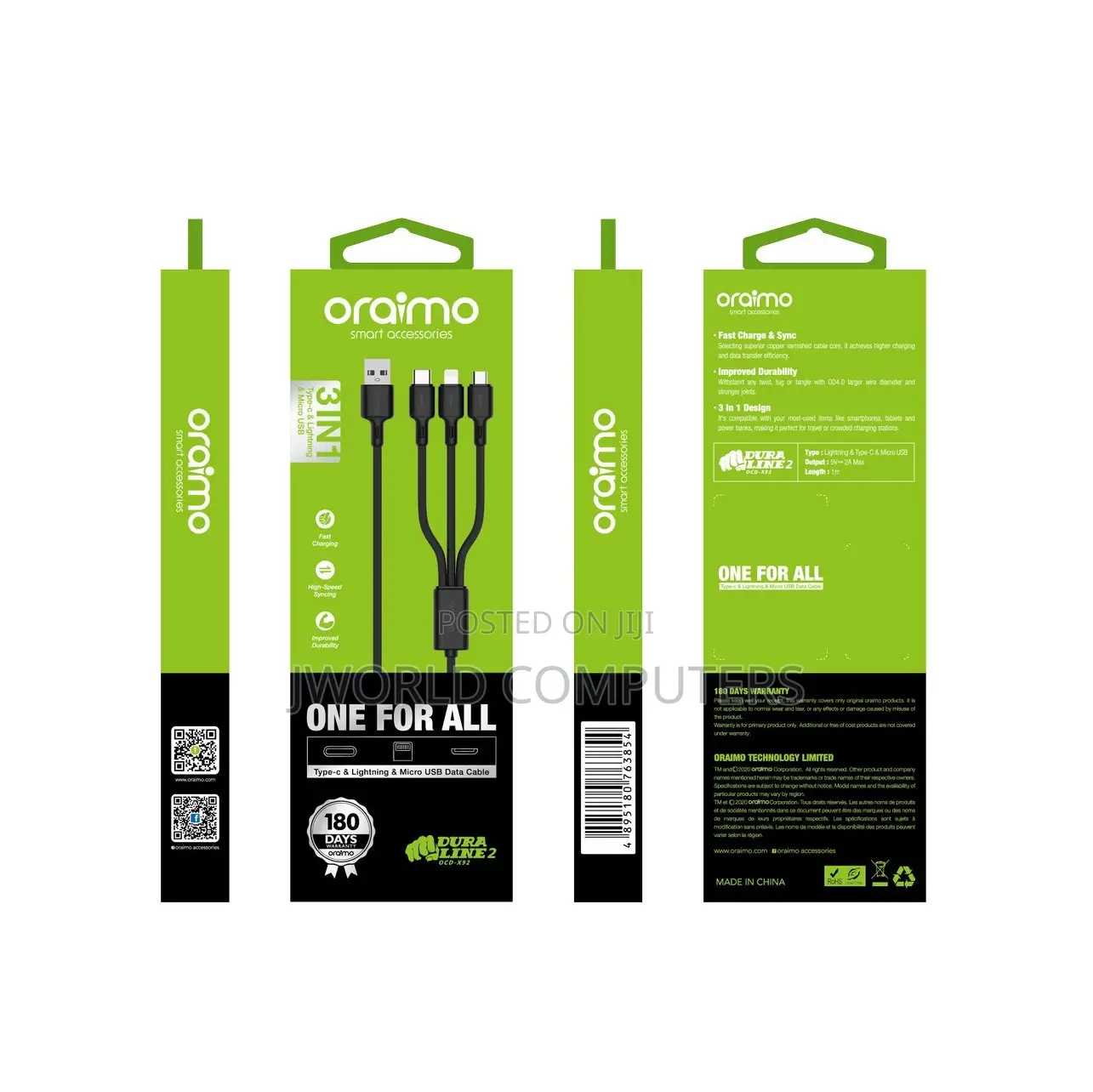 Oraimo Fastline 2 Type-c Data Cable, 3a Fast Charging (Ocd-c54)