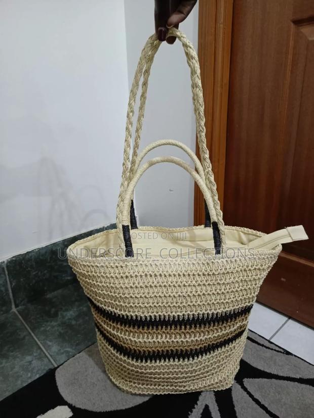 French Color Block Woven Tote Bag - thumbnail 3