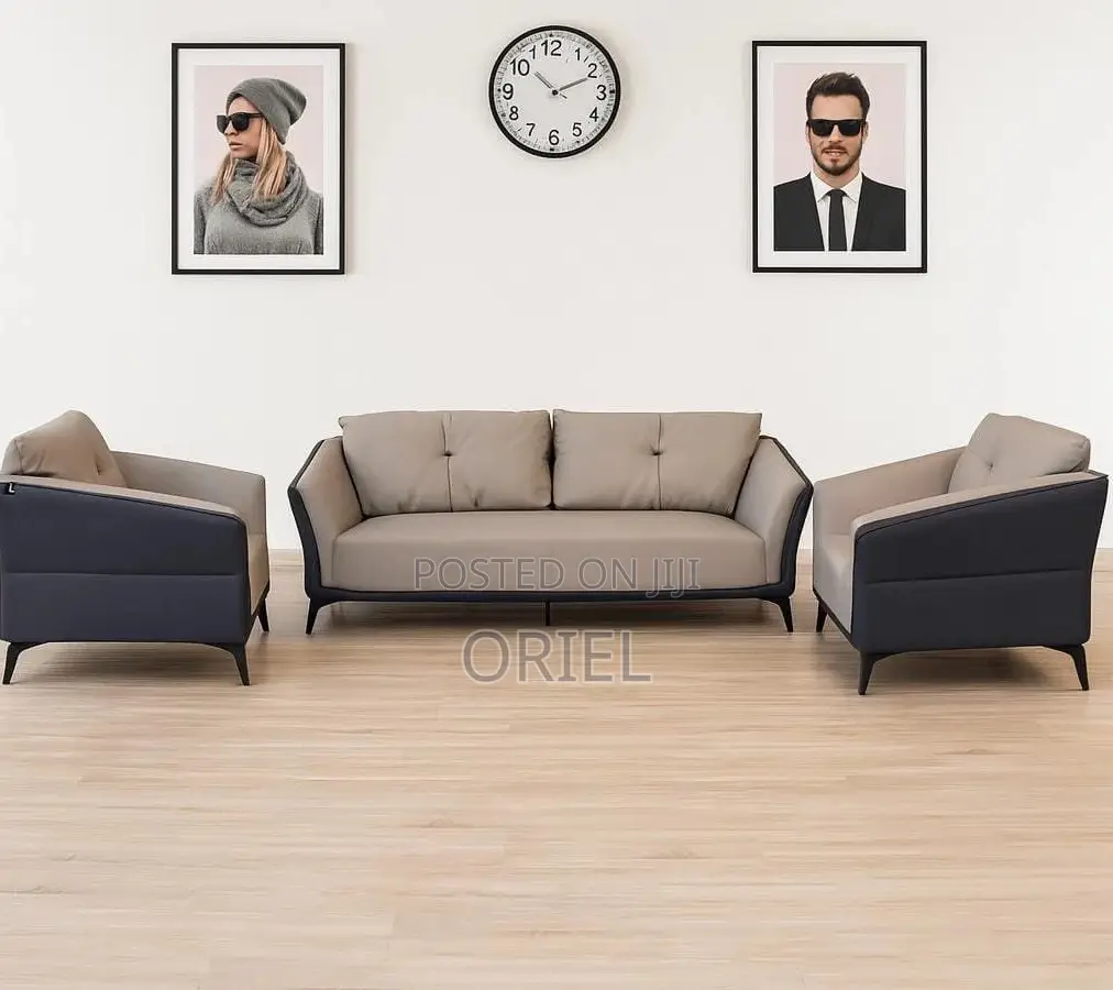 Office Sofa; Commercial Grade 5-Seater Leather Office Sofa