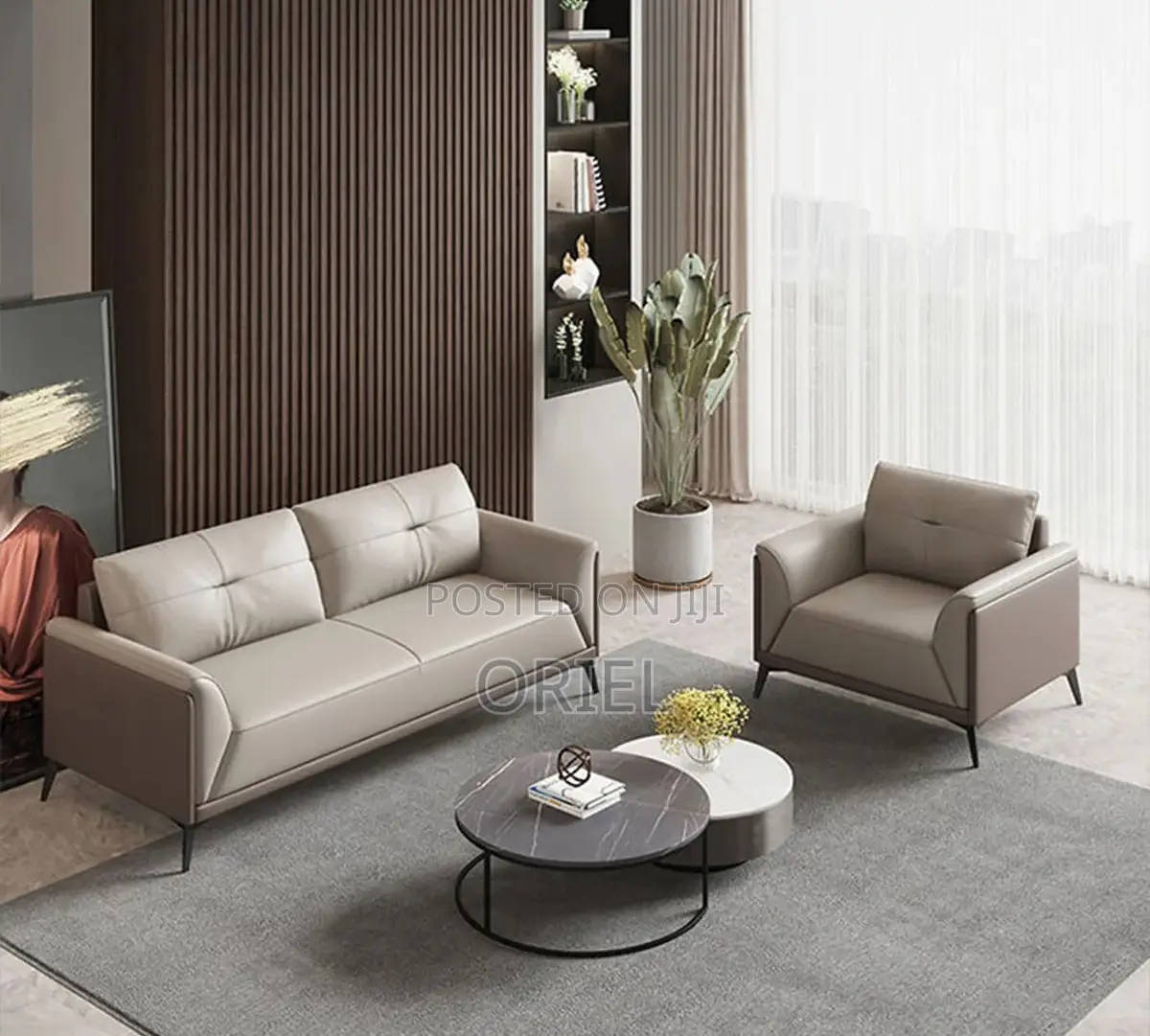 Office Sofa; Commercial Grade 5-Seater Leather Office Sofa