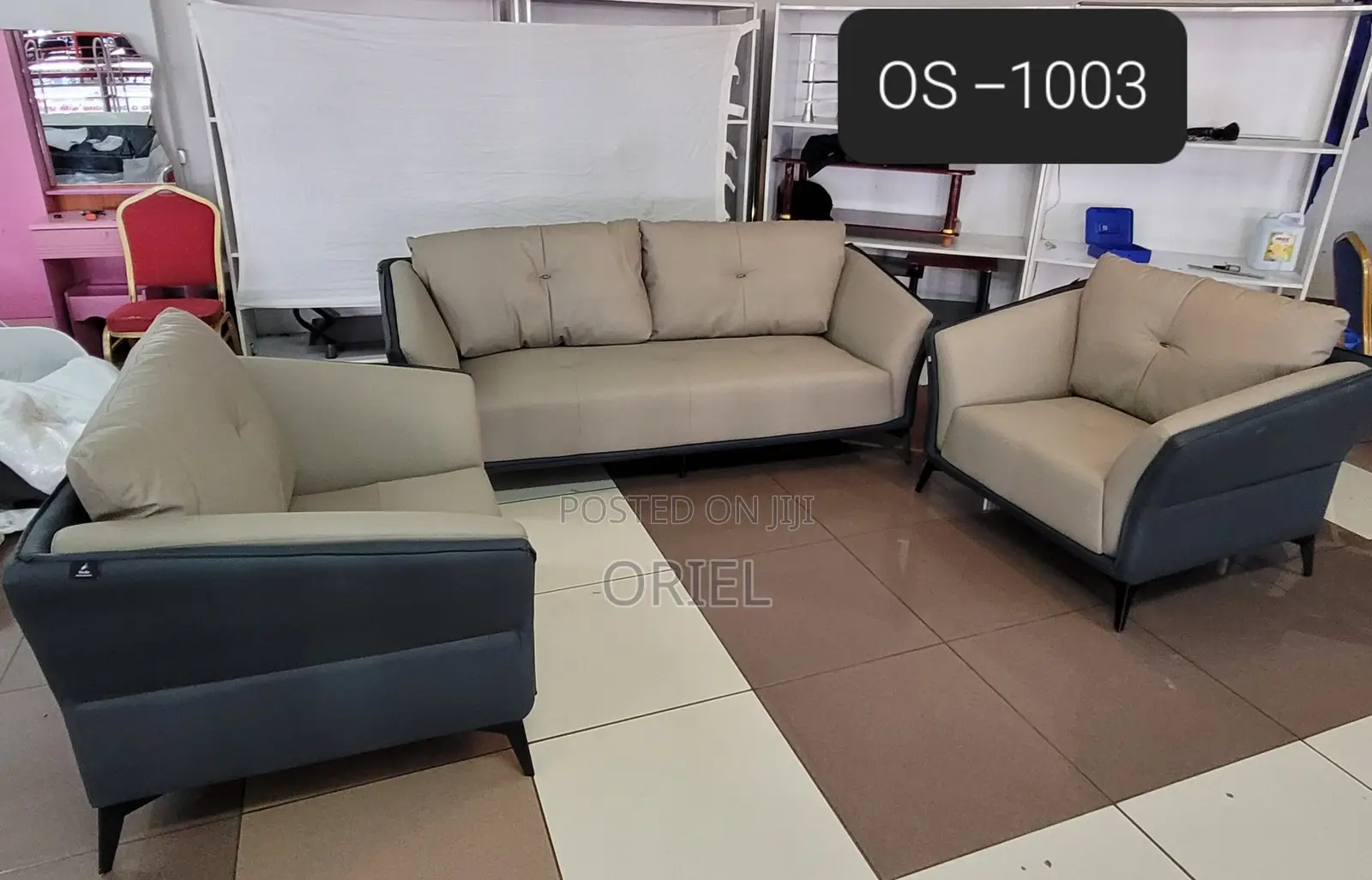 Office Sofa; Commercial Grade 5-Seater Leather Office Sofa