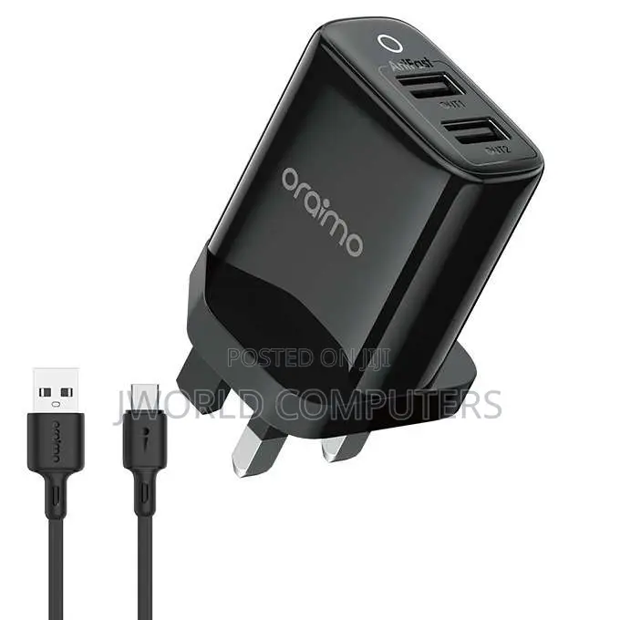 Oraimo Charger Kit (Uk Plug), 2a, Black (Cu-60zr + Cd-52br)