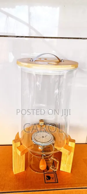 Glass Cereals Dispensers Air Tight With Bamboo Stand