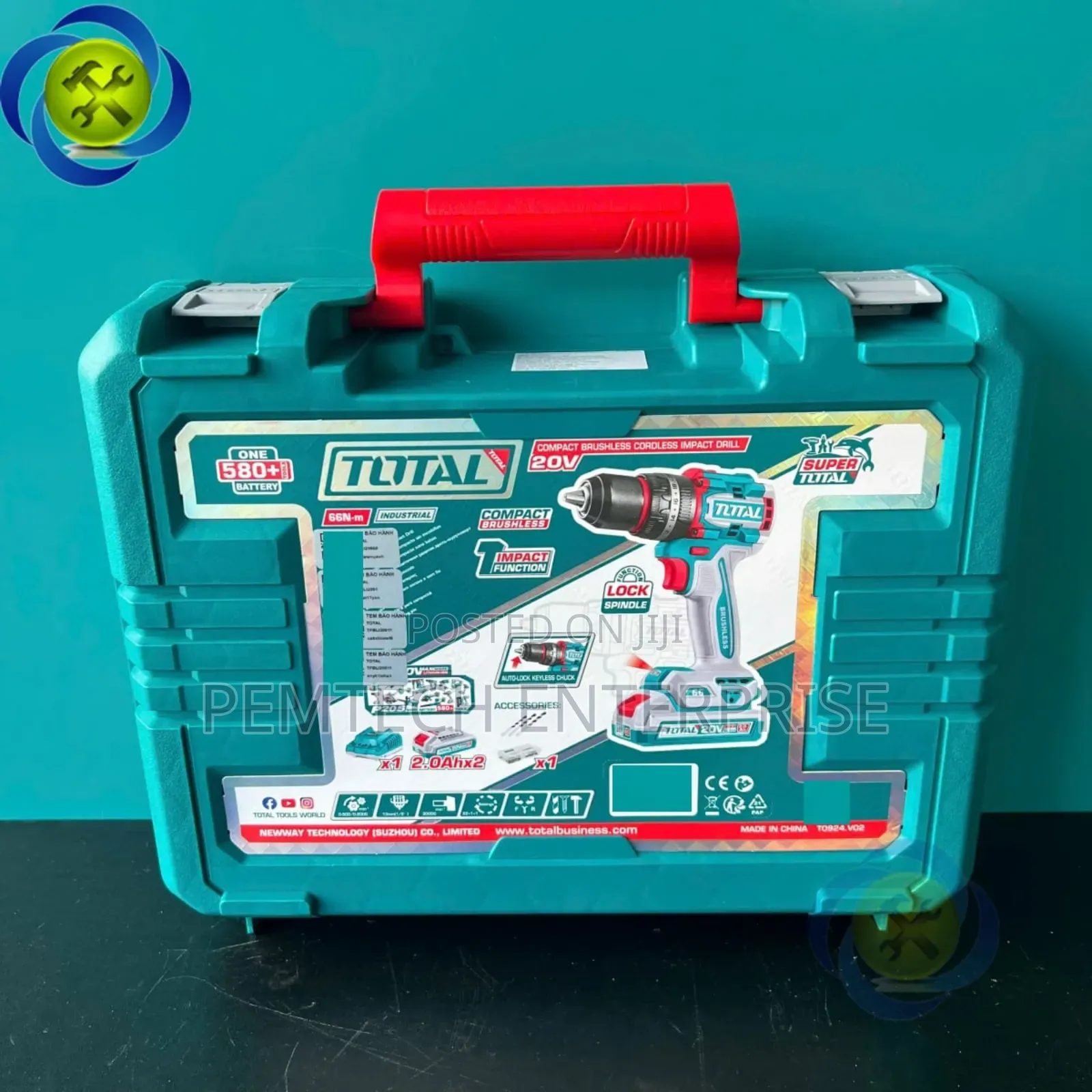 Total Tools Lithium-Ion Compact Brushless Cordless Impact Drill Set.