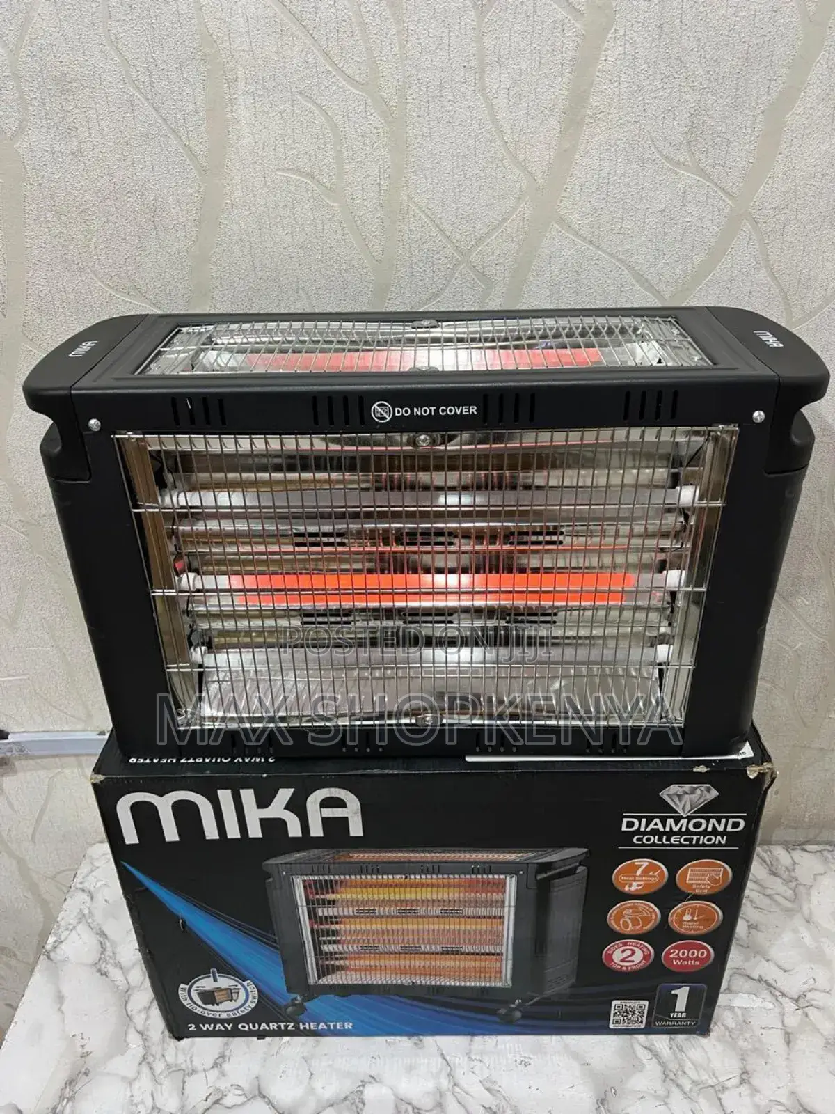 Mika Quartz Room Heater, 800-*1600w*, Red Black ( Mh301 )