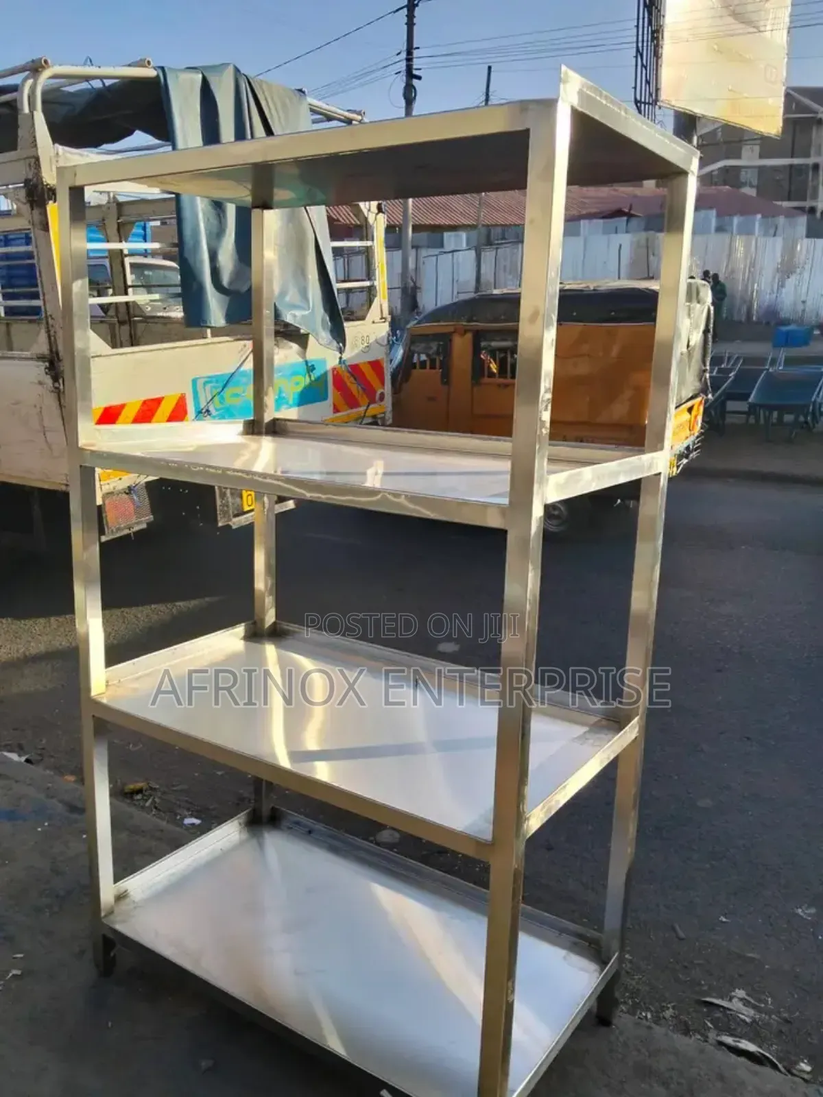 Stainless Steel Four-Tier Utility or Kitchen Rack.