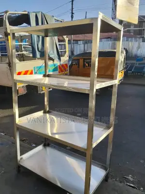 Stainless Steel Four-Tier Utility or Kitchen Rack.