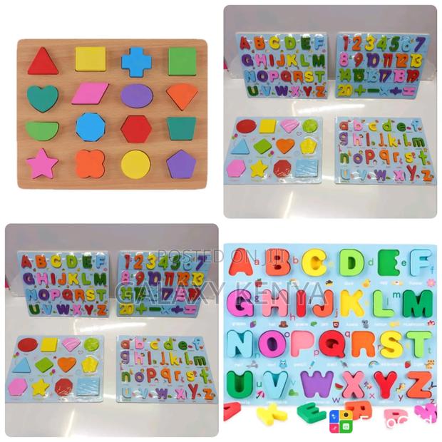 Wooden Educational Puzzles. Abc,Abc,123 and Shapes.