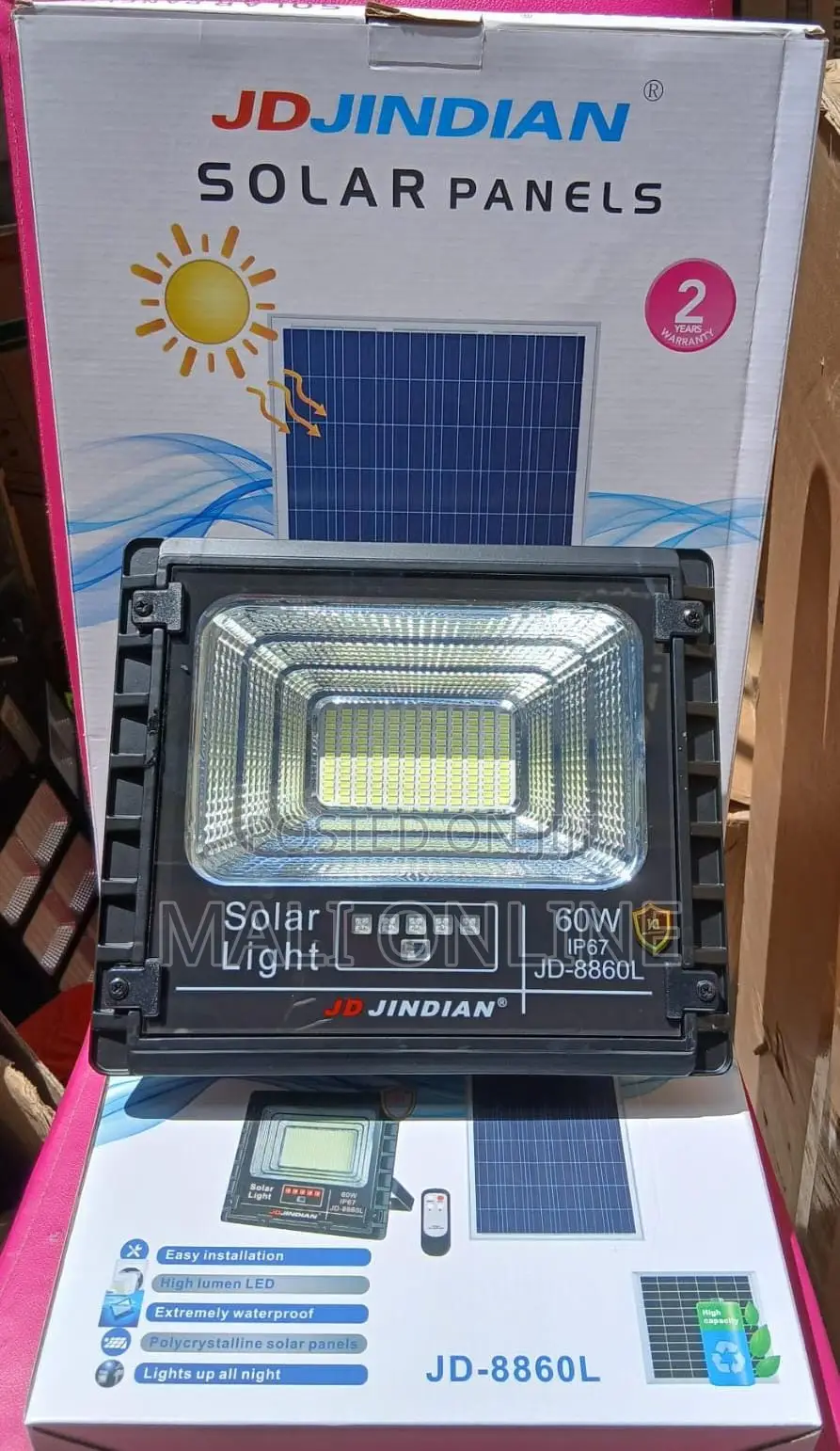 Jd 8860l 60w Solar Led Flood Light Waterproof Outdoor Security Lamp