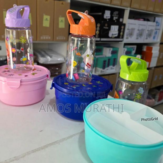 2pcs Cartoon Themed Kids Lunch Box and Snacks Box With Water Bottle