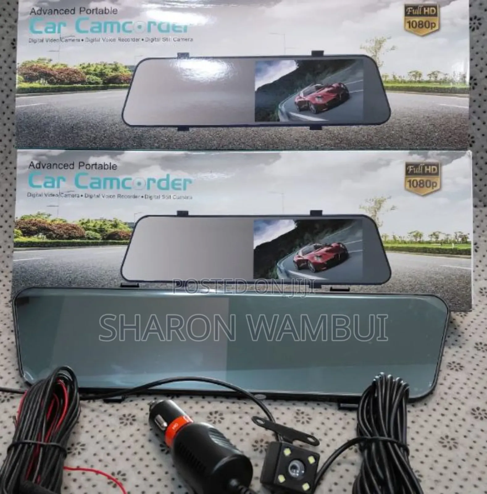 Full Hd Touch Screen Rearview Mirror Dash Cam – 2 Lens Dual Camera
