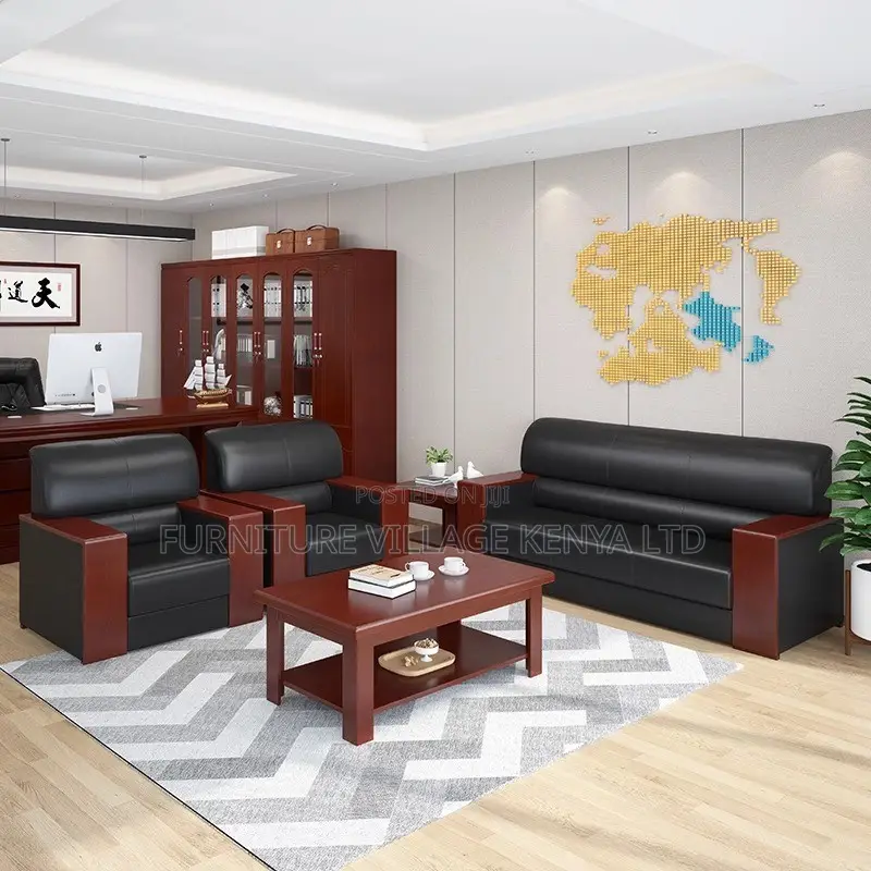 Office Sofa; 5-seater Pu Leather Office Sofa