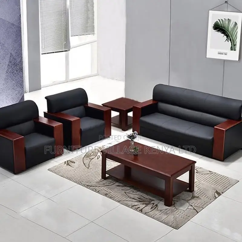 Office Sofa; 5-seater Pu Leather Office Sofa