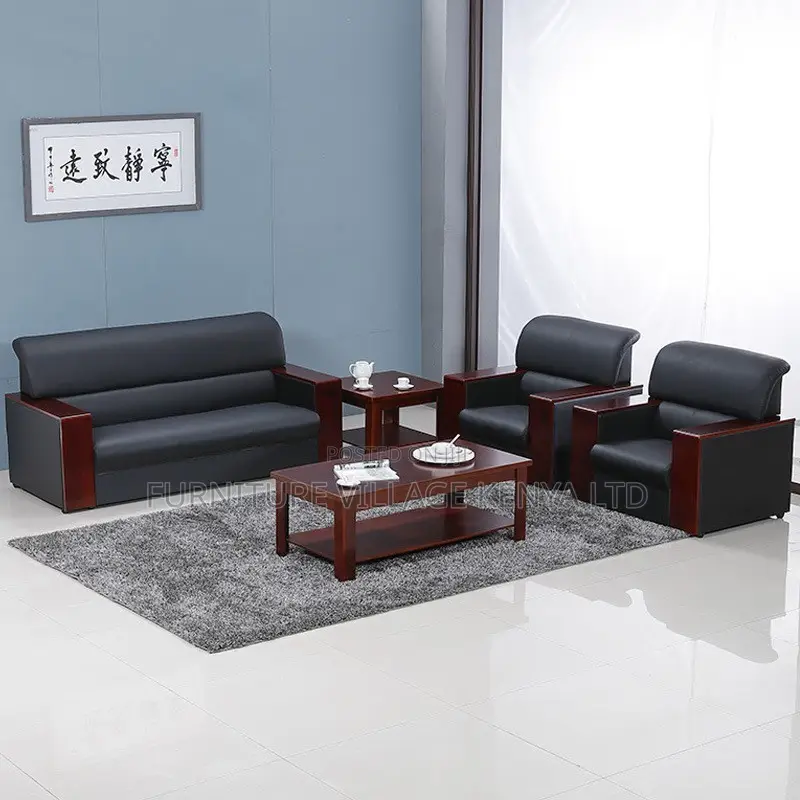 Office Sofa; 5-seater Pu Leather Office Sofa
