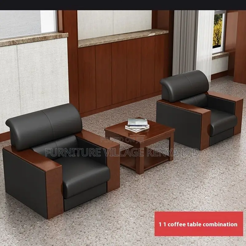 Office Sofa; 5-seater Pu Leather Office Sofa