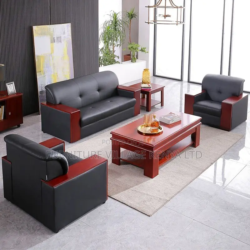 Office Sofa; 5-seater Pu Leather Office Sofa