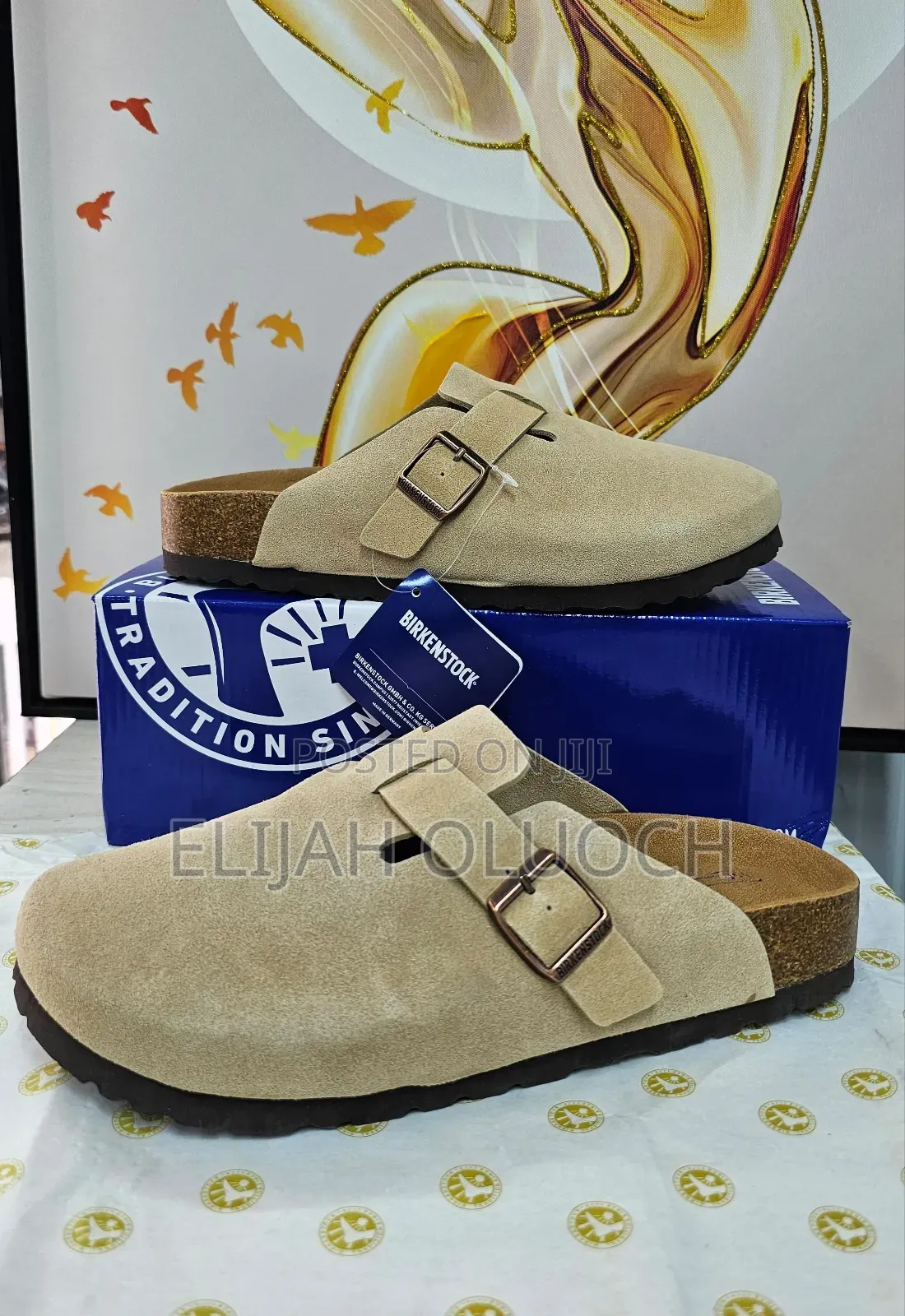 Birkenstock Boston Classic Taupe Suede Clogs - Beige 
Quality
