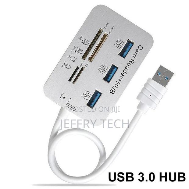 7-in-1 Memory Card Reader Hub Adapter, 3 Usb Type-C 3.0 Ports + 4 Port