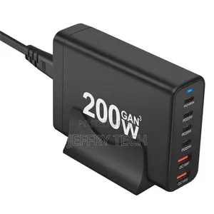 200w Gan Desktop Charger With 2 Usb-a + 4 Usb-C Ports, 6-Port Qc3.0 P