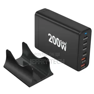 200w Gan Desktop Charger With 2 Usb-a + 4 Usb-C Ports, 6-Port Qc3.0 P