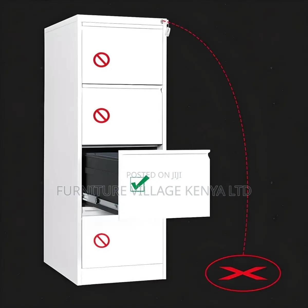 Office Cabinet; 4-drawers Office Filing Cabinet With Locking Bar