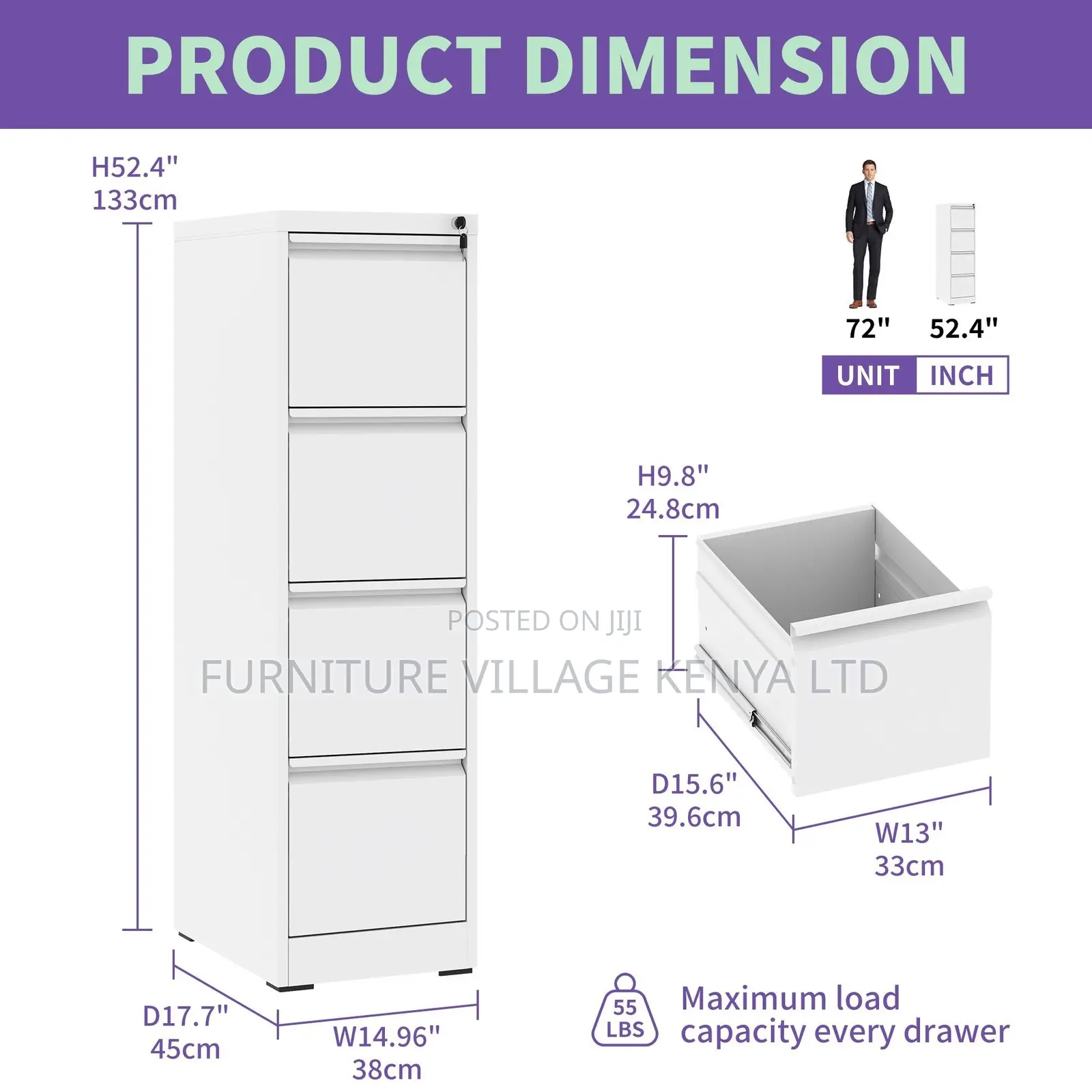 Office Cabinet; 4-drawers Office Filing Cabinet With Locking Bar