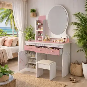 Dresser; White Vanity Dressing Table Set With Mirror
