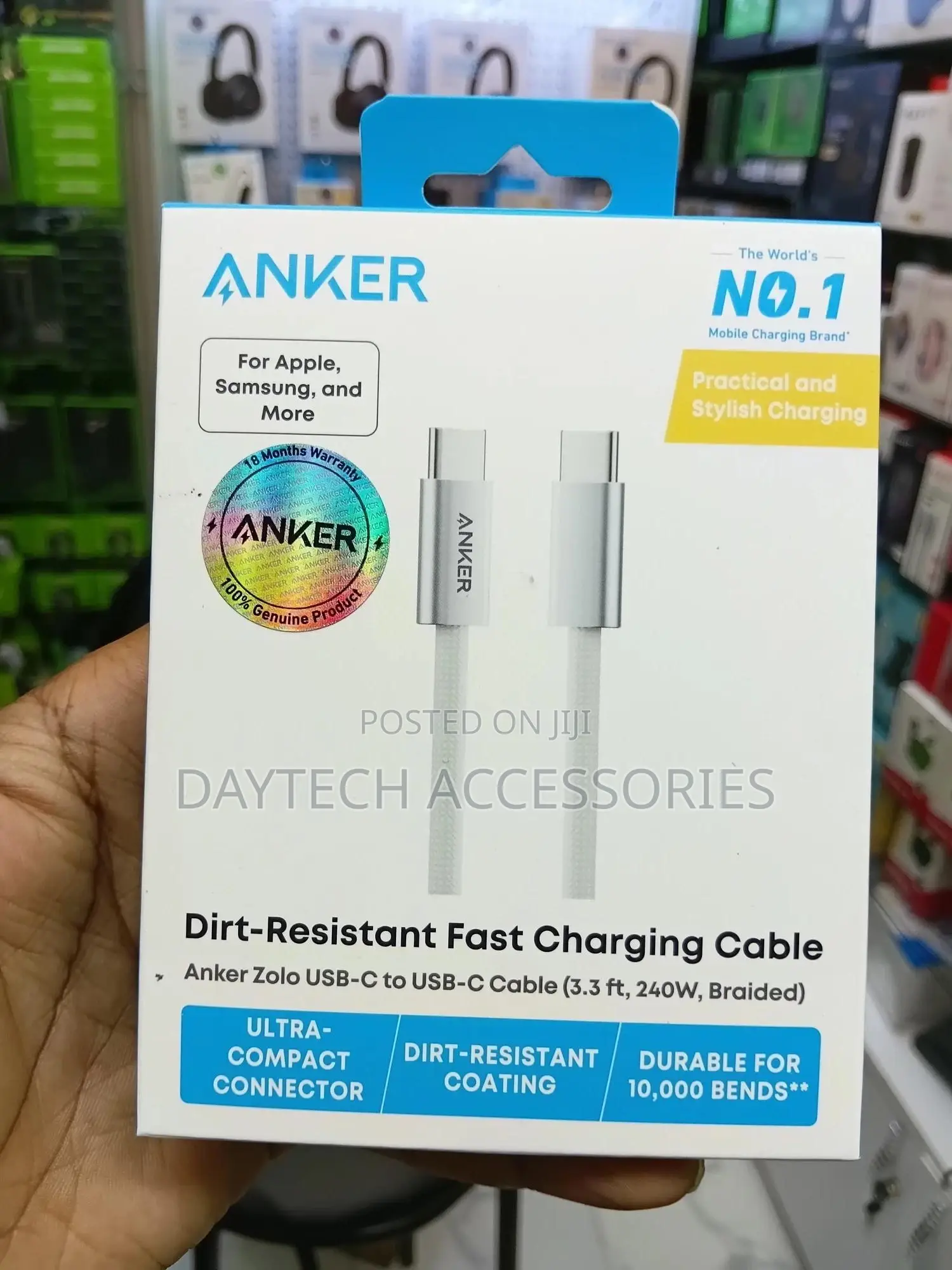 The Anker Zolo 240w Usb-C to Usb-C Cable.