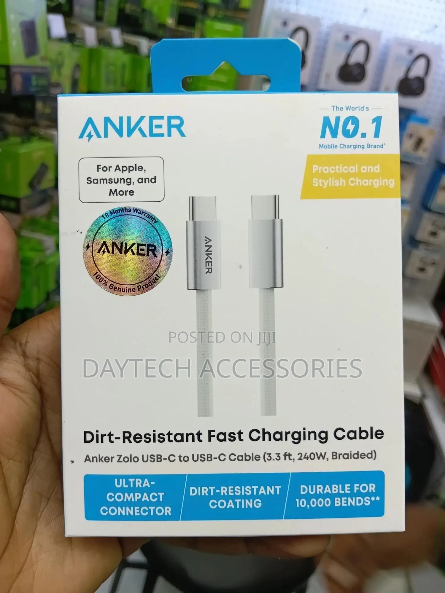 Anker A8060h21 Zolo Usb-C to Usb-C Cable (1m, 240w) White