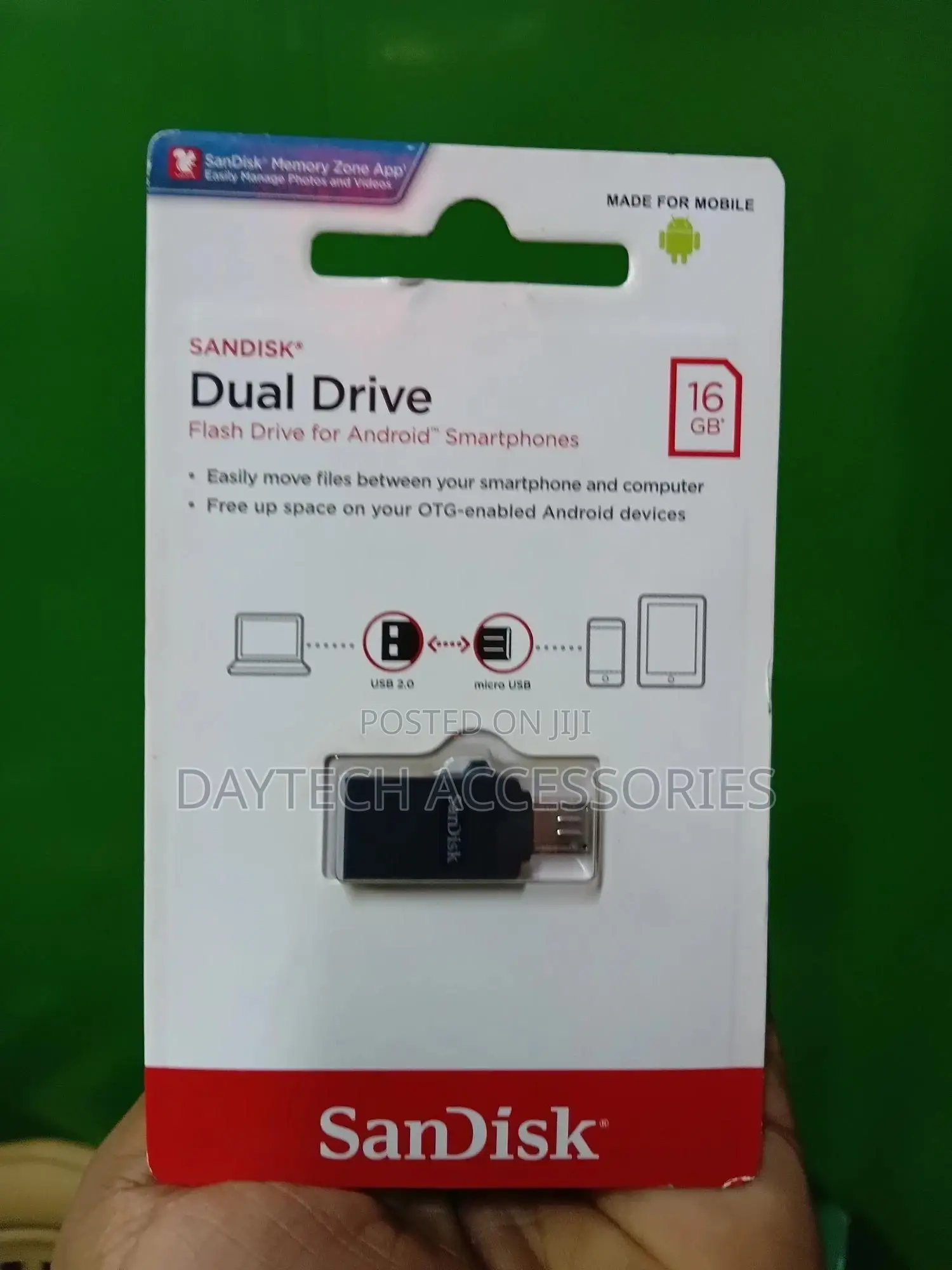 Sandisk 16gb Ultra Dual Drive Otg Flash Drive for Android Smartphones.