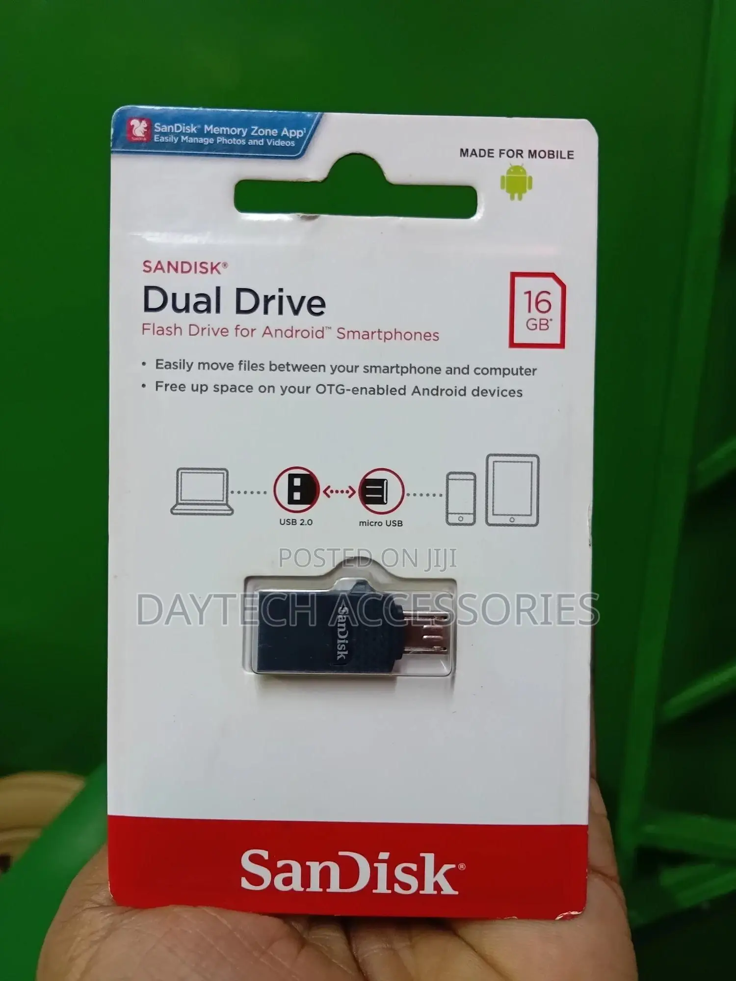 Sandisk 16gb Ultra Dual Drive Otg Flash Drive for Android Smartphones.