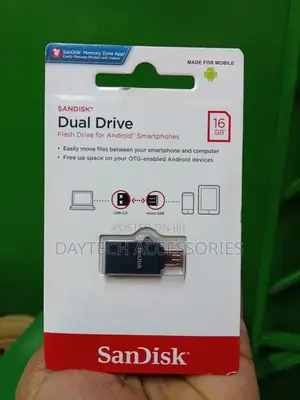 Sandisk 16gb Ultra Dual Drive Otg Flash Drive for Android Smartphones.