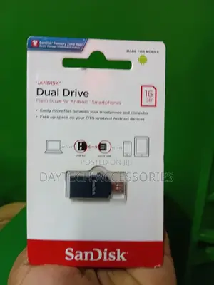 Sandisk 16gb Ultra Dual Drive Otg Flash Drive for Android Smartphones.