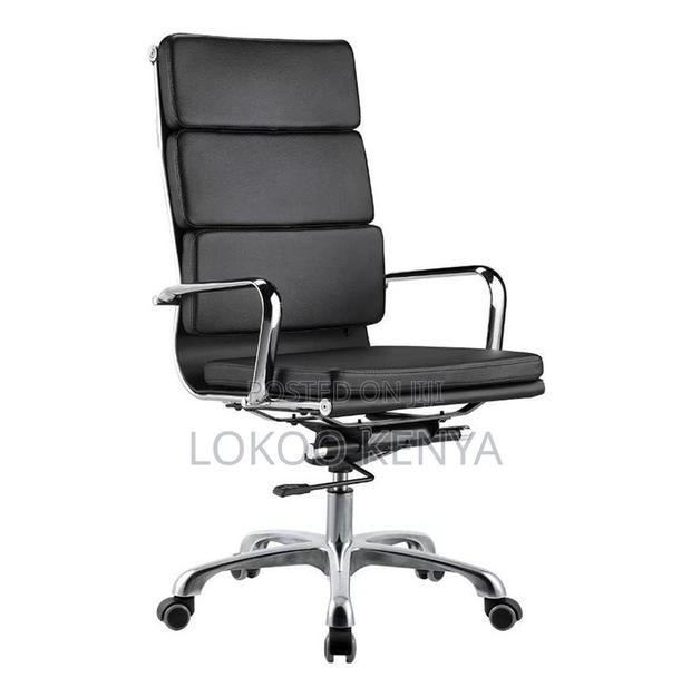 Office Chair; Executive Manager Leather Swivel-Adjustable Office Chair - thumbnail 4