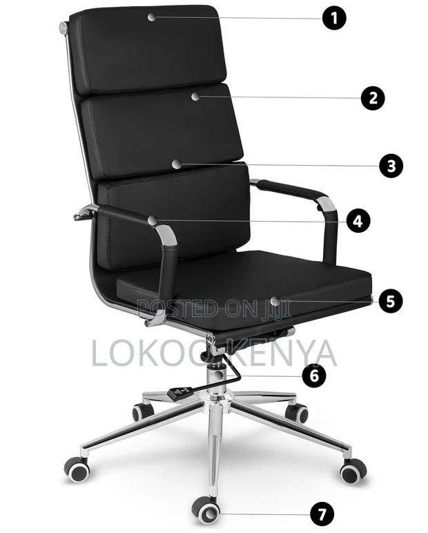 Office Chair; Executive Manager Leather Swivel-Adjustable Office Chair - thumbnail 12
