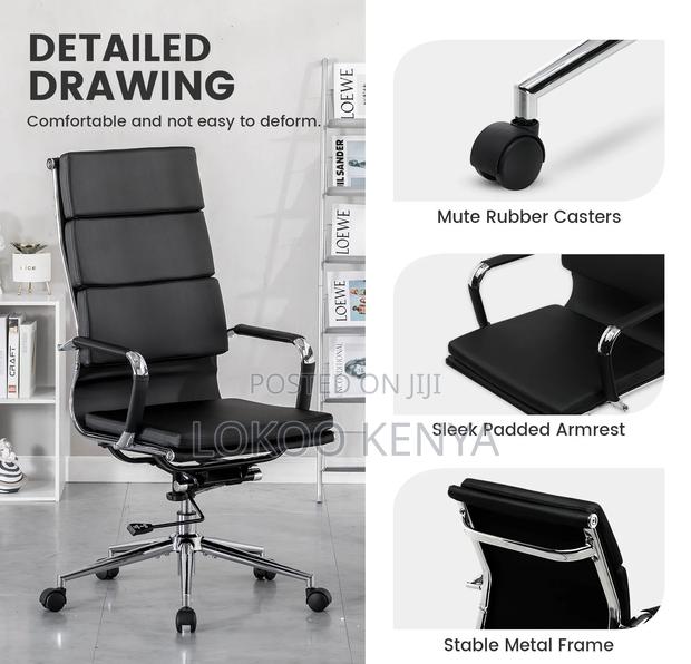 Office Chair; Executive Manager Leather Swivel-Adjustable Office Chair - thumbnail 19