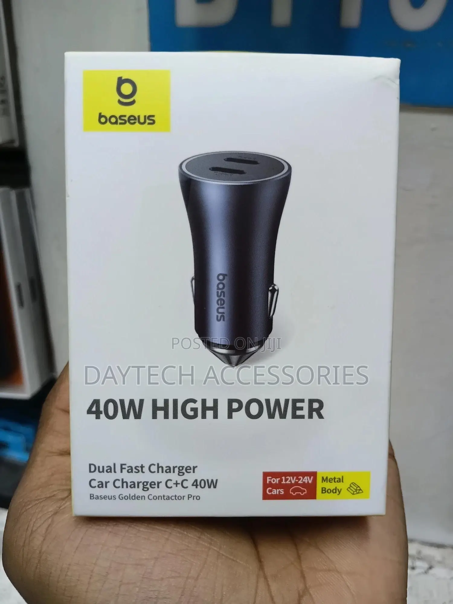 This Is a Baseus Golden Contactor Pro 40w Car Charger.