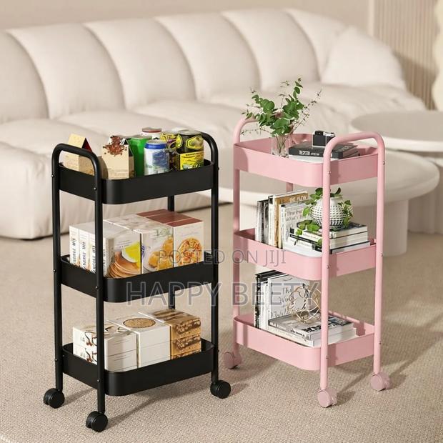 Multi Purpose 3 -Layer Metal Storage / Movable Trolley Rack