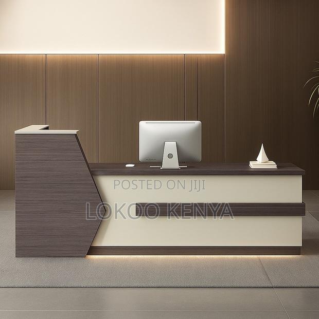 Reception Desk; Modern 2.4 M Wooden Reception Counter Table - thumbnail 2