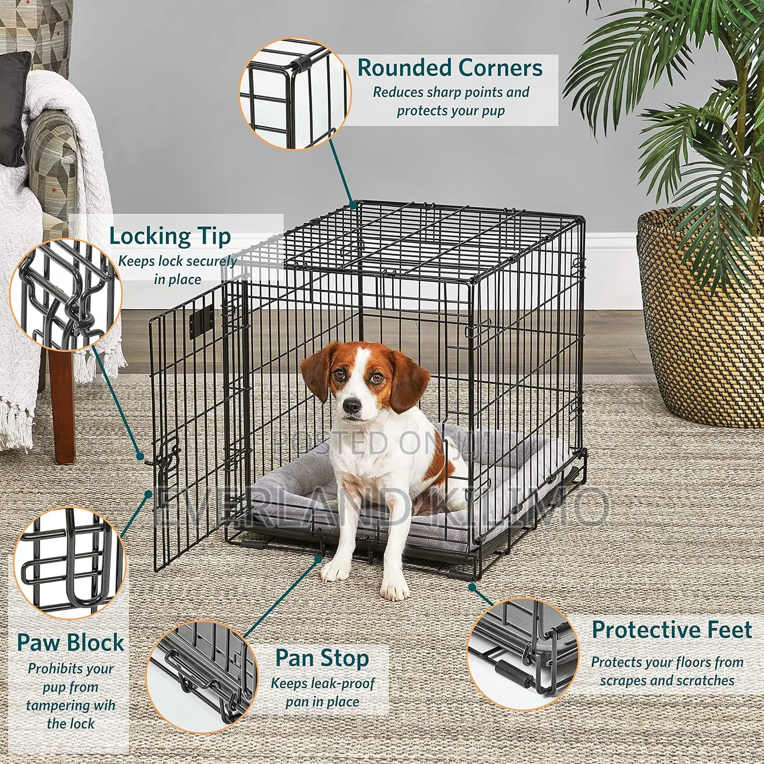 Floor Protecting Feet Dog Cage-m