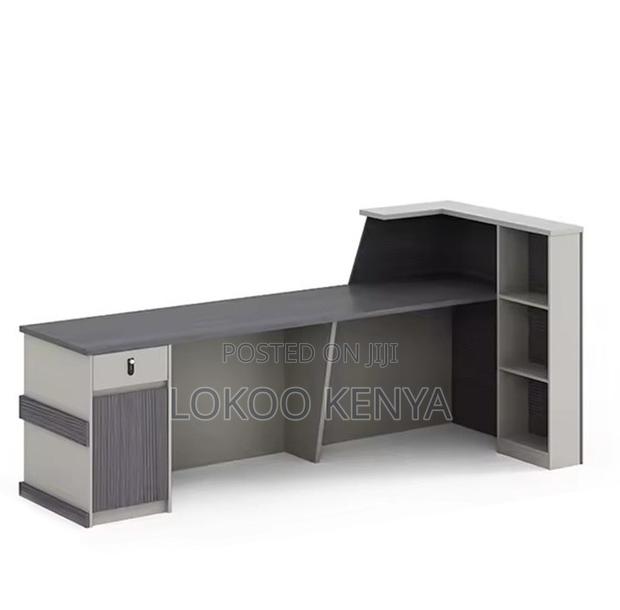 Reception Desk; Modern 2.4 M Wooden Reception Counter Table - thumbnail 5