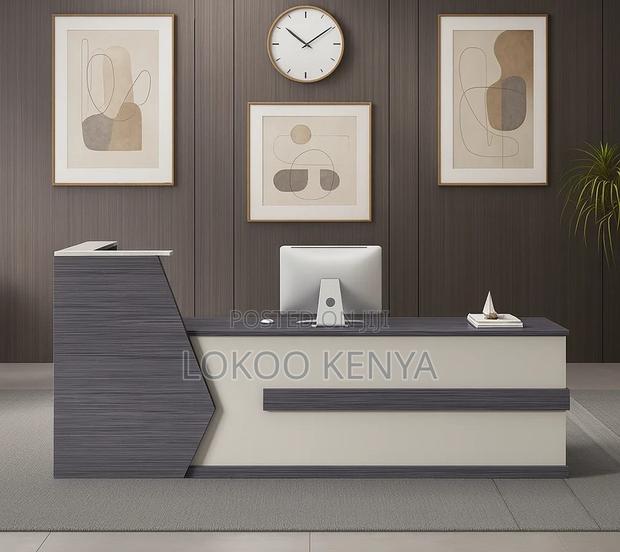 Reception Desk; Modern 2.4 M Wooden Reception Counter Table - thumbnail 8