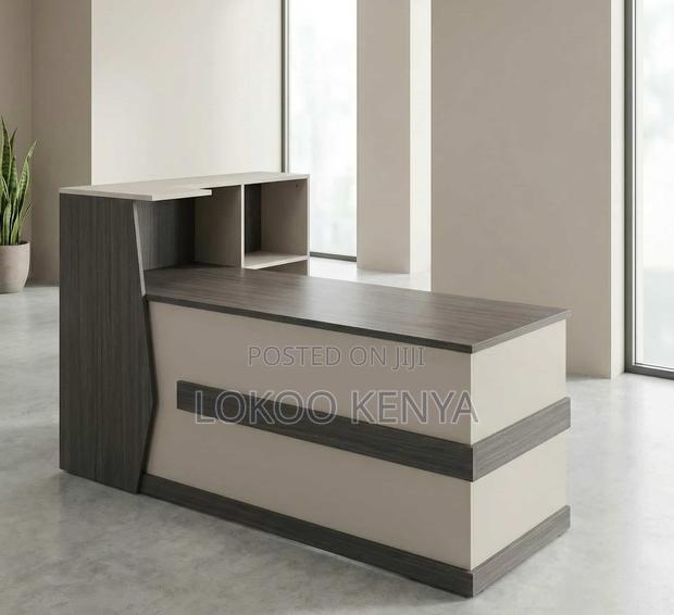 Reception Desk; Modern 2.4 M Wooden Reception Counter Table - thumbnail 9