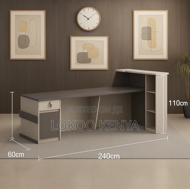 Reception Desk; Modern 2.4 M Wooden Reception Counter Table - thumbnail 17