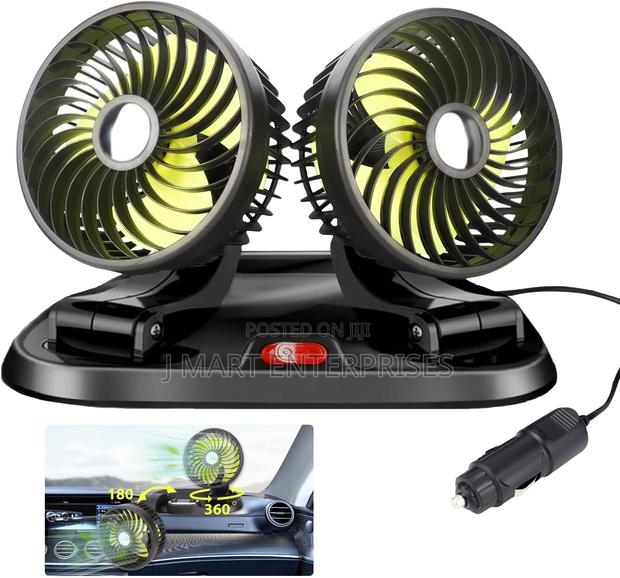 Car Fan 12v Auto Car Cooling Fan Dual-Head 360 Degree Rotation