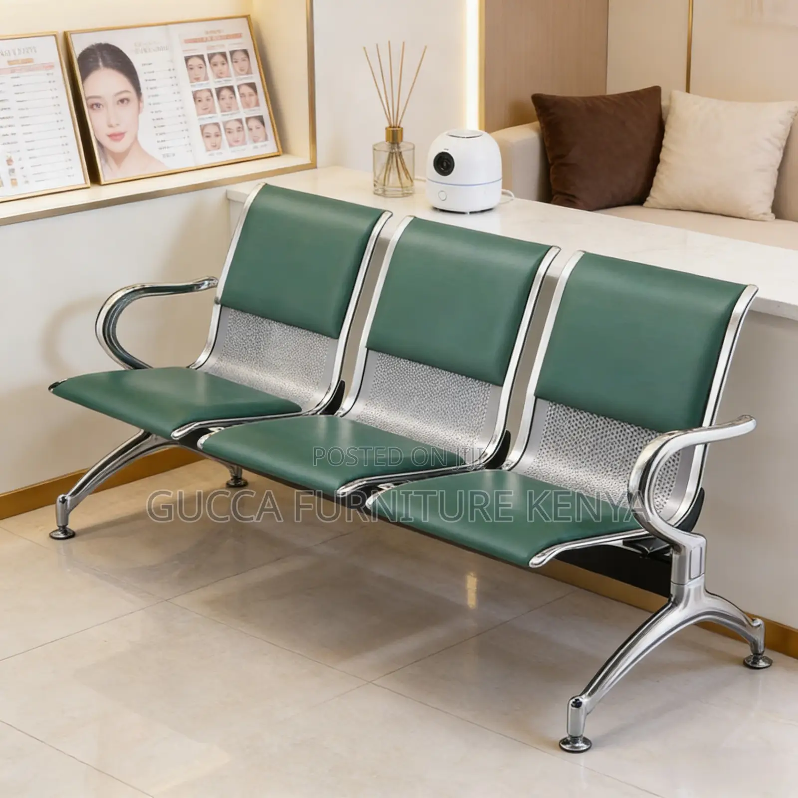 3-seater Padded Office Reception Bench