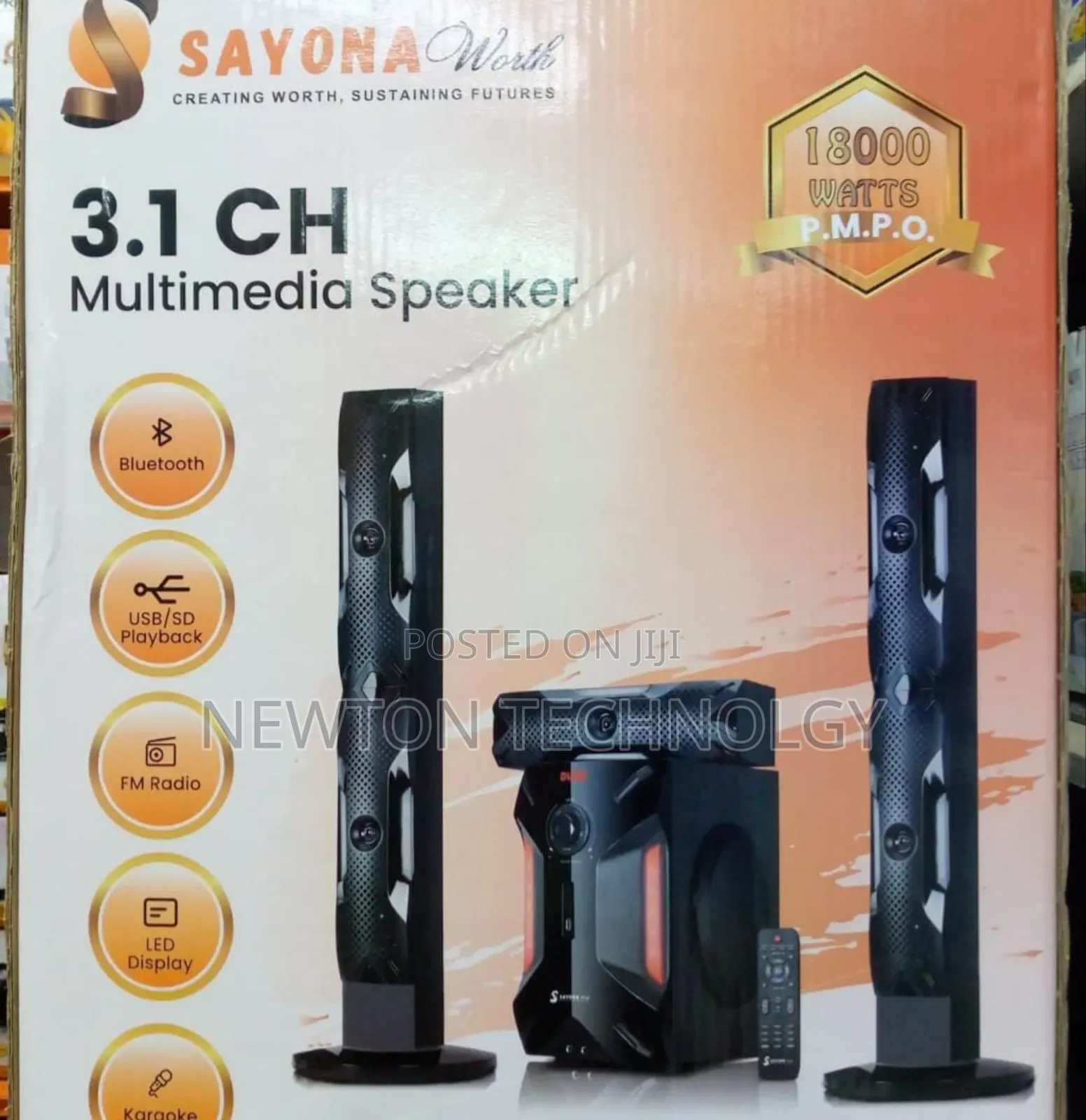 Sayona Tallboy 1193bt
3.1 Channel
18000watts
Output Power