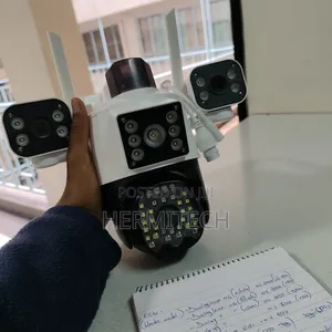 White Triple Lens 4g Electric Model Surveillance Camera With Alarm