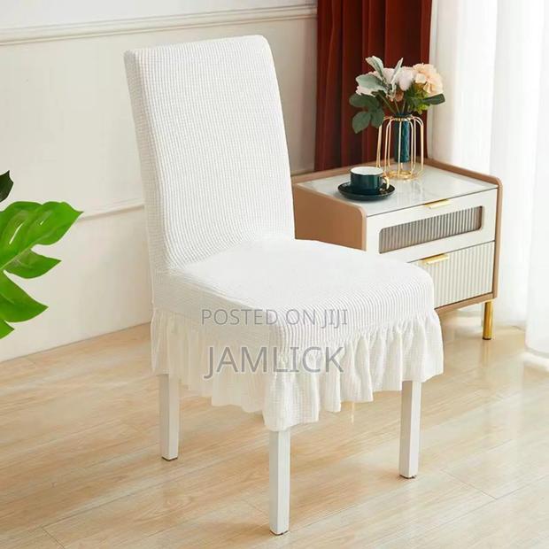 Jacquard Material Dining Chair Seat Covers With Frills - Tr - main view